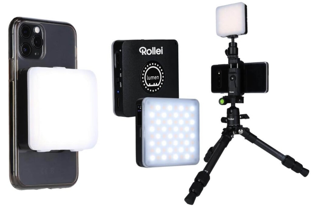 Professionelle Beleuchtung für Motorrad-Fotos und Videos – kompakt und einfach zu bedienen. Das Lumen Square LED-Dauerlicht von Rollei.