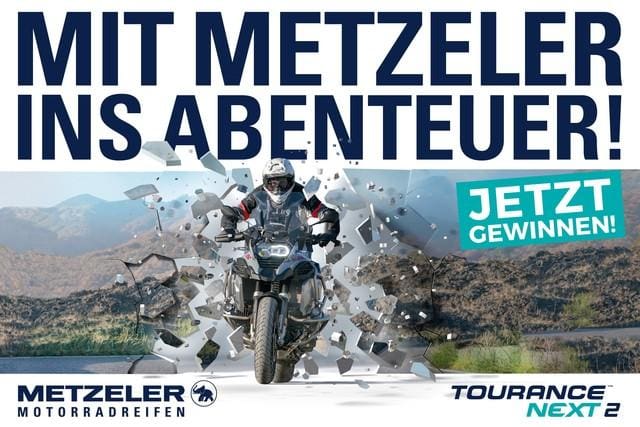 Du hast die Chance auf den Gewinn der Tourance Next 2 Reifensätze sowie der Teilnahme am exklusiven Fahrerlebnis-Event von Metzeler.