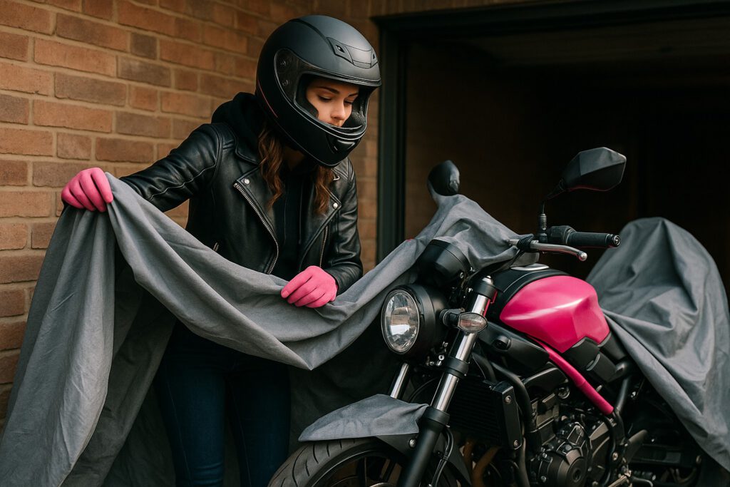 Der optimale Winterschlaf fürs Motorrad: Sieben Schritte, die jede Bikerin kennen sollte 2 Motorrad-Winterschlaf: Vorbereitung durch eine Bikerin. Motorrad richtig einmotten.