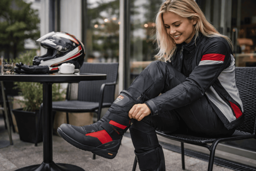 Ducati Stiefel kurz bei der Anprobe