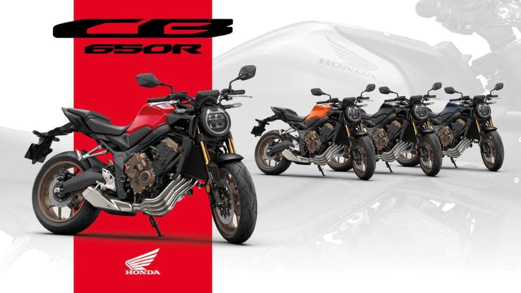 Honda CB650R & CBR650R 2026 alle Modelle in schräger Frontansicht