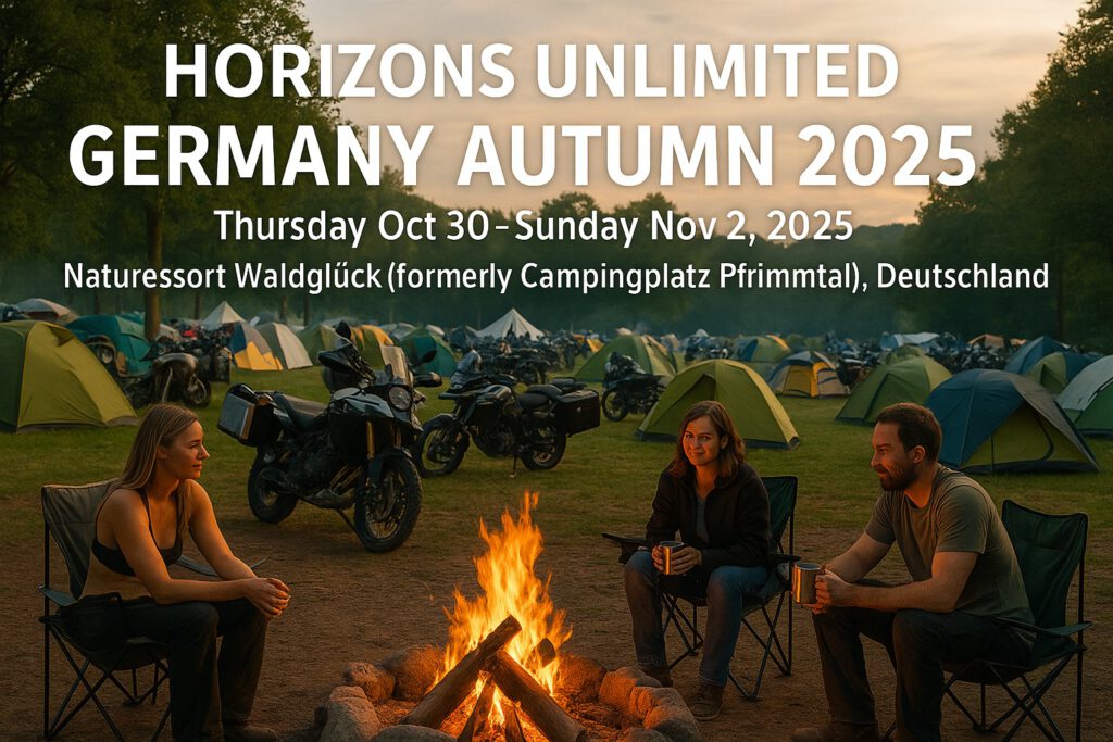 Horizons Unlimited Germany Autumn 2025 – Abenteuerreise-Event für Motorradreisende 3 Horizons Unlimited Germany Autumn 2025 – Motorradreise-Event im Naturresort Waldglück
