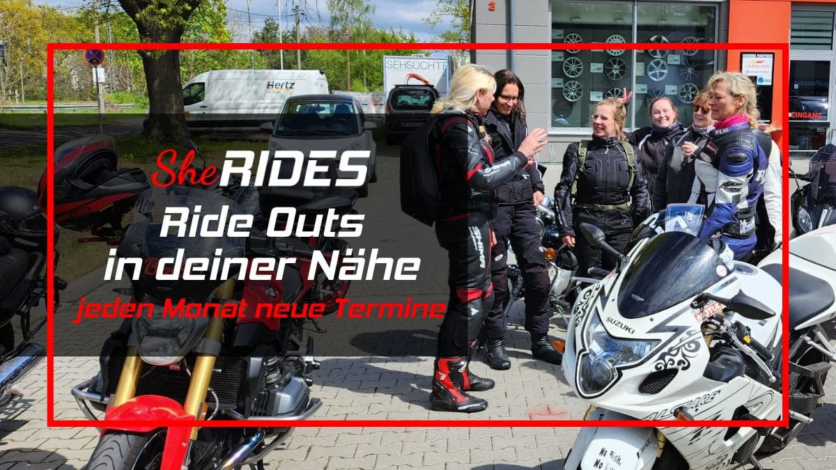 SHE RIDES Motorradfahrerinnen, Ride Outs Ausfahrten, lokale Aktionen in deiner Nähe. Überall im deutschsprachigen Raum. Deutschland, Österreich, Schweiz, Luxemburg.
