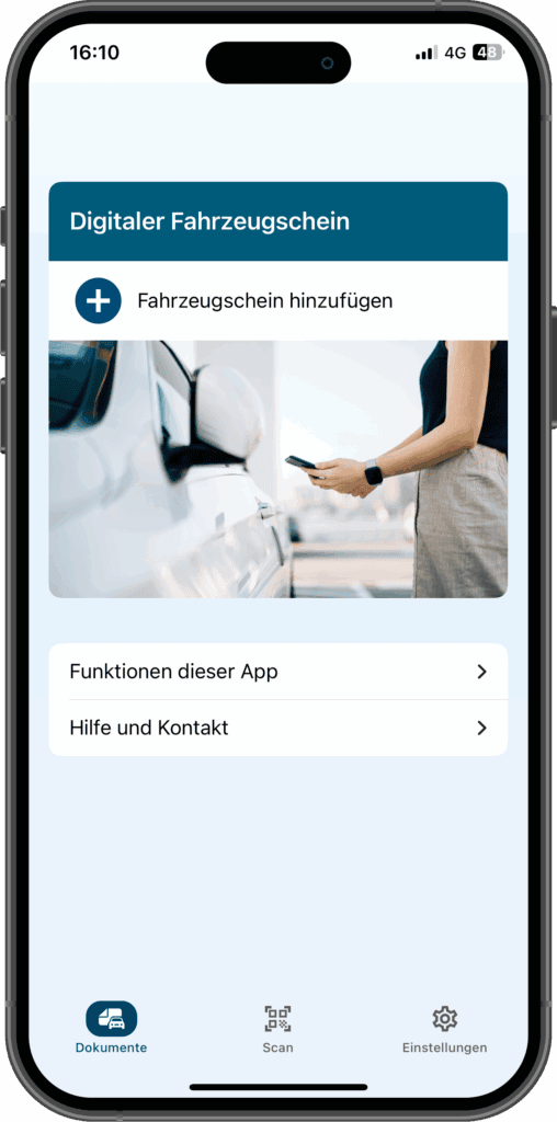 Der digitale Fahrzeugschein – so funktioniert die neue i-Kfz-App 1 i-Kfz-App - Fahrzeugschein hinzufügen