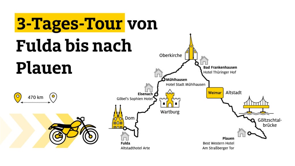 Zum Start der Motorradsaison haben wir Tipps für Motorradtouren in Hessen und Thüringen herausgesucht. GPX-Tracks, Hotel- & Einkehr-Tipps